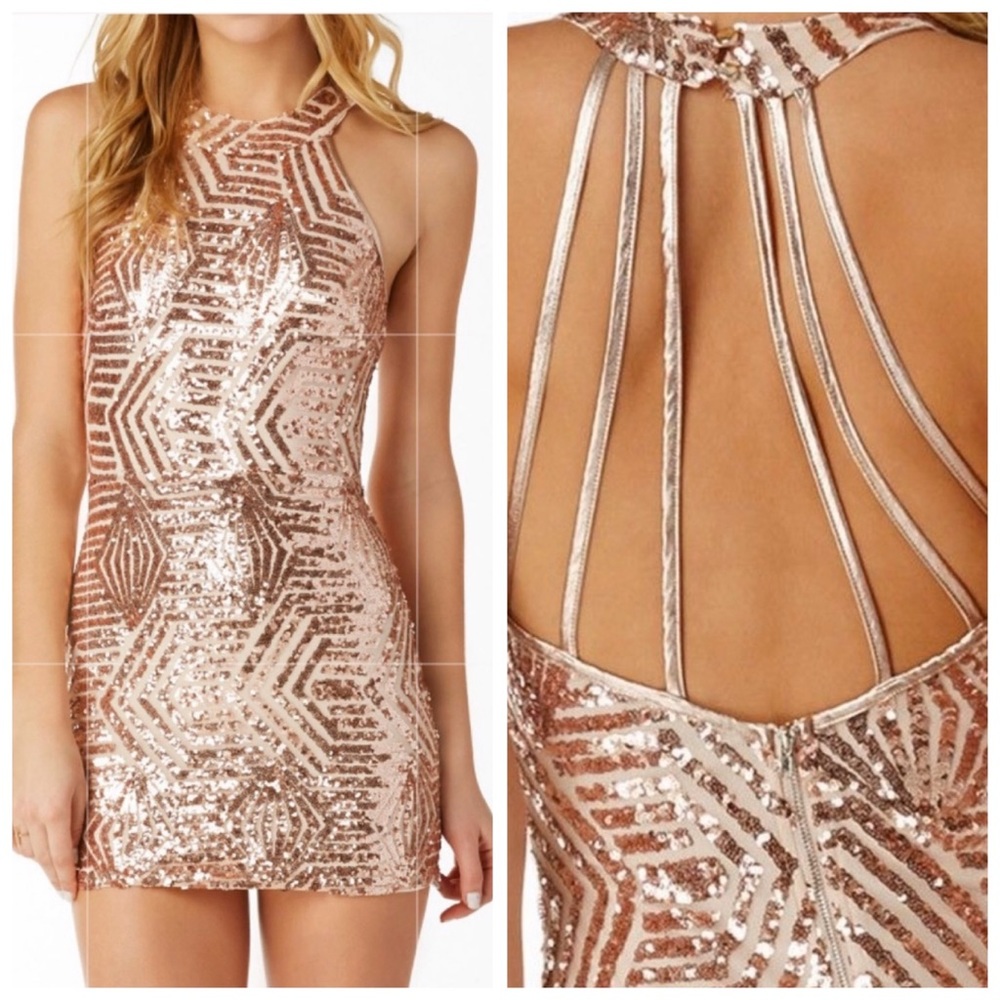 Sparkly Rose Gold Strappy Dress